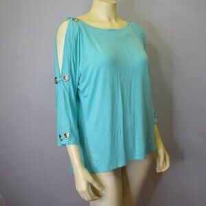 CABLE &GAUGE COLD SHOUDER 3/4 SLEEVES‎ TOP SZ PLG